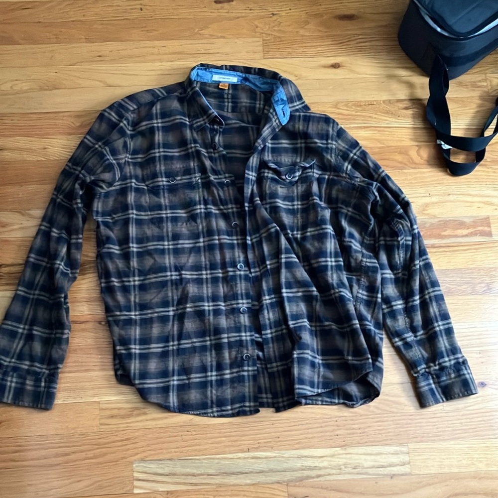 Tailor Vintage Brown and Blue Plaid Casual Shirt
